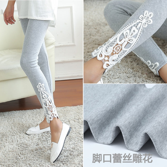 spring autumn women side lace fashion leggings