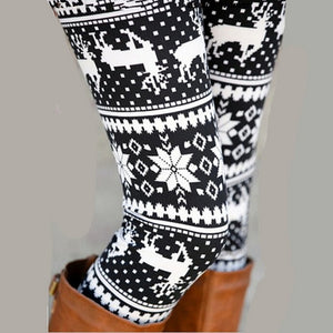 Women Snowflake Deer Print Leggings