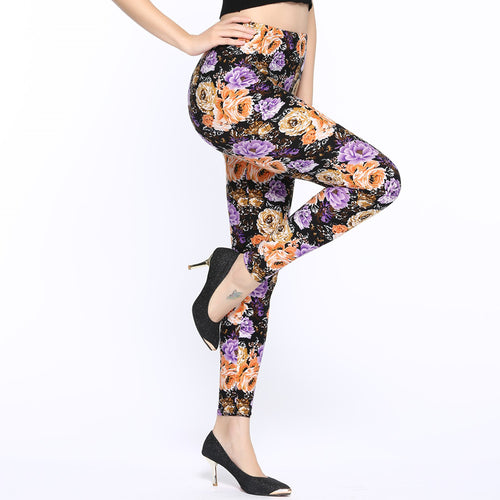 Flowers Printing High Waist Leggings