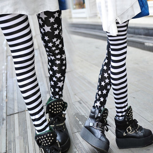 Women Stripe+Stars Leggings Pencil Jeggings